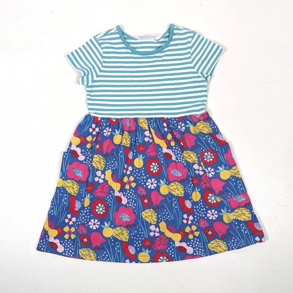 Hanna Andersson Dress Girls Size 8 Blue Floral Stripe Twirly Casual - Picture 1 of 5